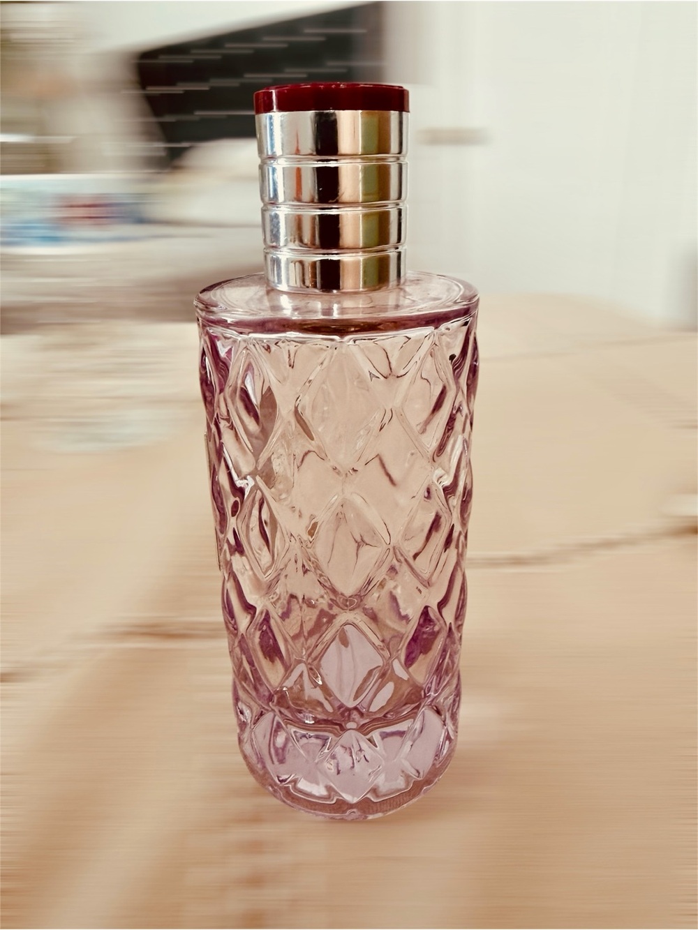 Pink empty Cut-Glass Bottle